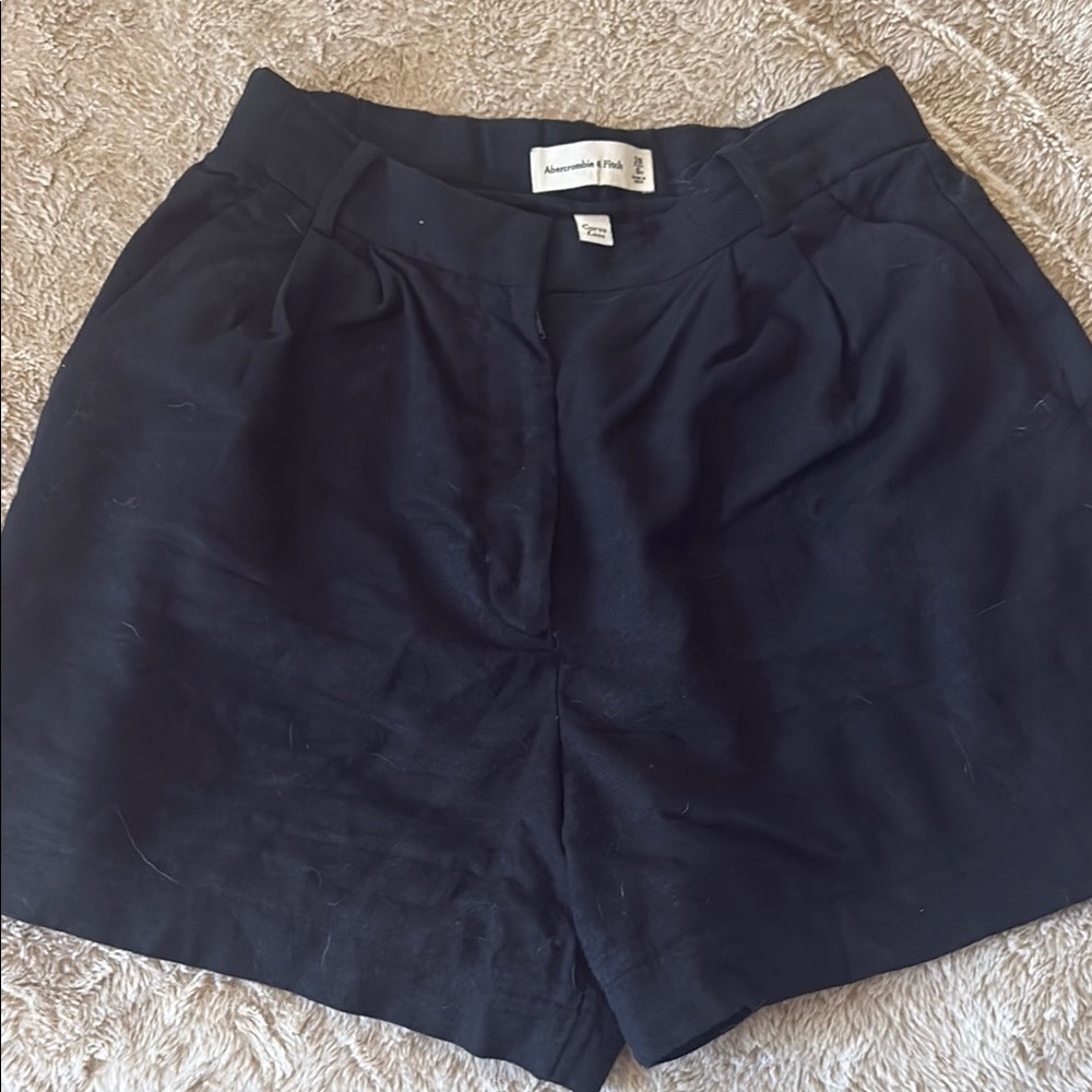 Abercrombie curve love high waisted black linen shorts size 28 / 6